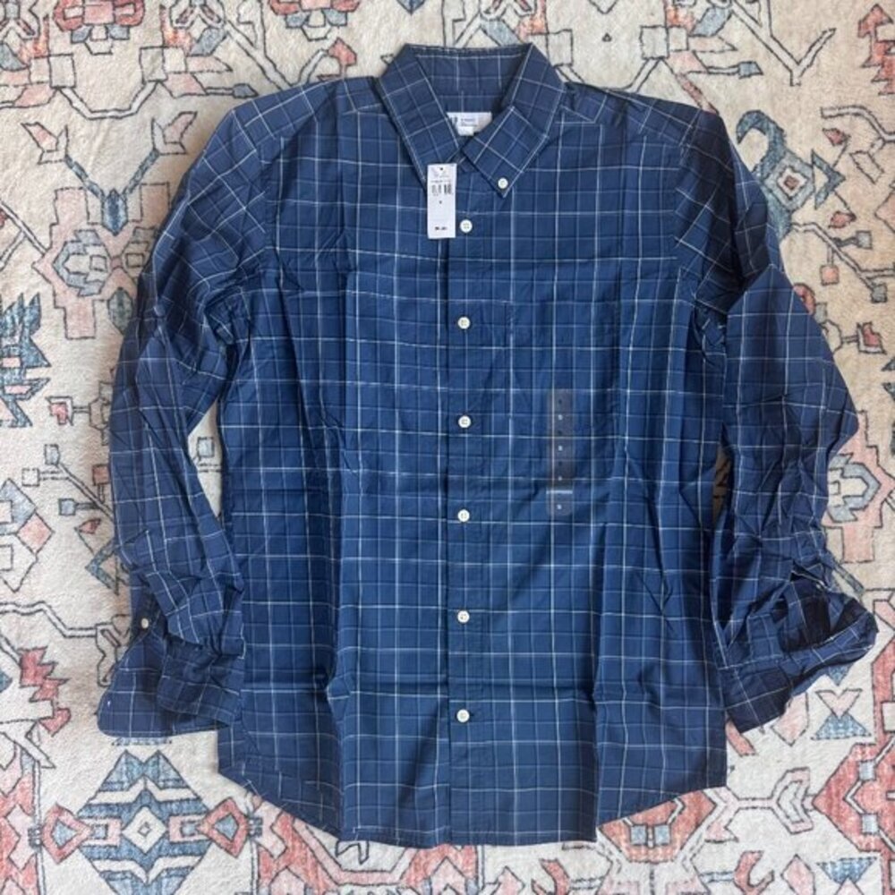 Gap Factory Poplin Shirt Blue Plaid - size Small NWT